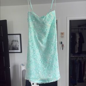 Lucy in the Sky Mint Lace Mini Dress